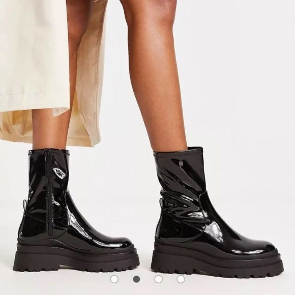 New Aldo Bigshot Flat Sock Boots Black Size 7.5